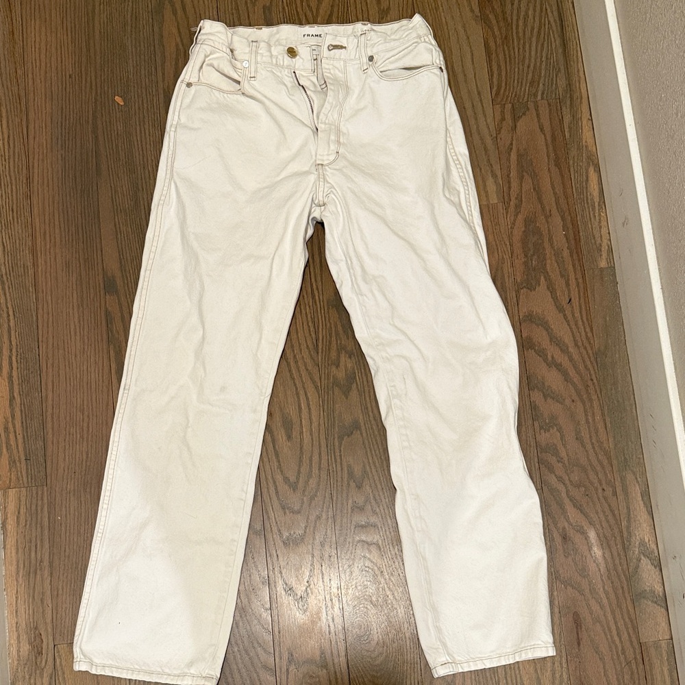 Frame Denim White Straight Leg Pants